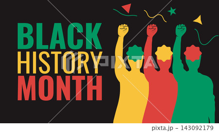 Black history month celebration with diverse raised fists and confetti african american heritage month black culture celebration diversity confetti heritage illustration community equality Black history month celebration with diverse raised fists and confetti african american heritage month black culture celebration diversity confetti heritage illustration community equality 143092179