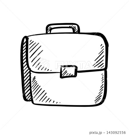 Hand drawn briefcase icon sketch line art business bag illustration 143092556
