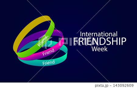 International Friendship Month Poster Banner and Background Design Template Featuring People Holding Hands, Heart, and Globe Illustration for Unity, Friendship Celebration, and Global Connection Theme International Friendship Month Poster Banner and Background Design Template Featuring People Holding Hands, Heart, and Globe Illustration for Unity, Friendship Celebration, and Global Connection Theme 143092609