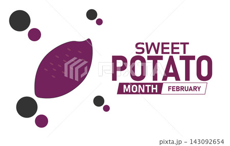 Sweet Potato Month Poster Banner and Background Design Template Featuring Fresh Sweet Potatoes, Slices, and Healthy Dish Illustration for Culinary Celebration, Nutrition, and February Food Festival 143092654
