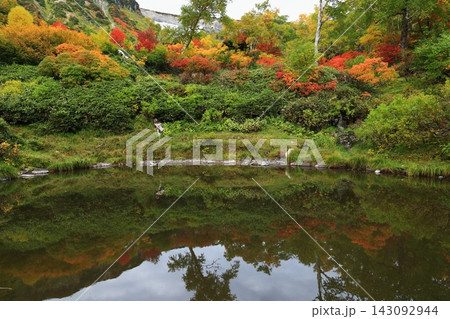 水面に映る紅葉 143092944