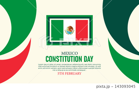 Mexico Constitution Day Poster Banner and Background Design Template Featuring 1917 Constitution Scroll Eagle Cactus Flag Tricolor Ribbon Illustration for February 5 Civic Celebration Theme 143093045