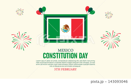 Mexico Constitution Day Poster Banner and Background Design Template Featuring 1917 Constitution Scroll Eagle Cactus Flag Tricolor Ribbon Illustration for February 5 Civic Celebration Theme Mexico Constitution Day Poster Banner and Background Design Template Featuring 1917 Constitution Scroll Eagle Cactus Flag Tricolor Ribbon Illustration for February 5 Civic Celebration Theme 143093046