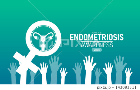 Endometriosis Awareness Week Vector Yellow Ribbon Uterus Pain Women Health Support March Banner Design Infographic Awareness Stock Graphic Template Illustration 143093511
