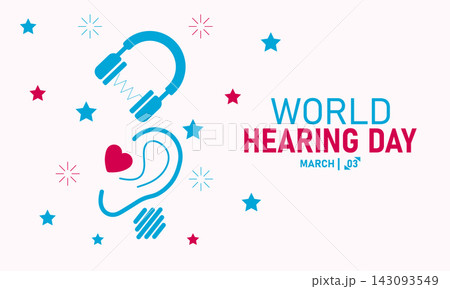 World Hearing Day, March 3 Vector, Ear Hearing Aid, Blue Ribbon Awareness Poster, Flat Design Audiology Deafness Prevention Banner Illustration Stock Graphic World Hearing Day, March 3 Vector, Ear Hearing Aid, Blue Ribbon Awareness Poster, Flat Design Audiology Deafness Prevention Banner Illustration Stock Graphic 143093549