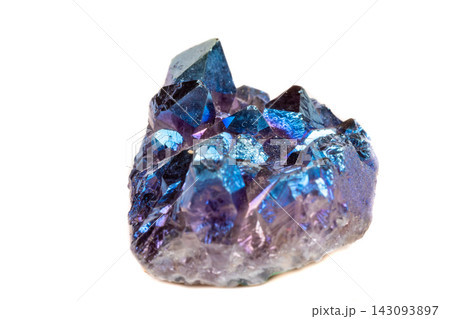 Macro mineral stone Titanium Quartz, Flame Aura Quartz on a white background Macro mineral stone Titanium Quartz, Flame Aura Quartz on a white background 143093897