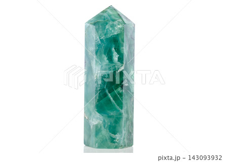 Macro mineral stone Fluorite crystal on a black background 143093932