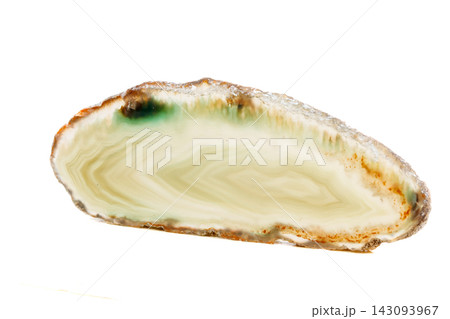 Macro mineral stone Yellow Agate breed a white background 143093967