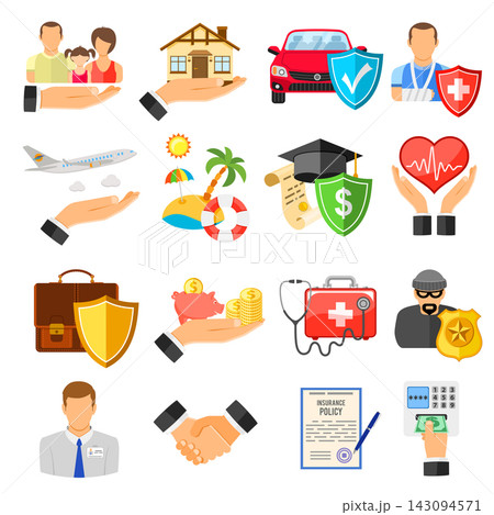 Insurance Flat Icons Set Insurance Flat Icons Set 143094571