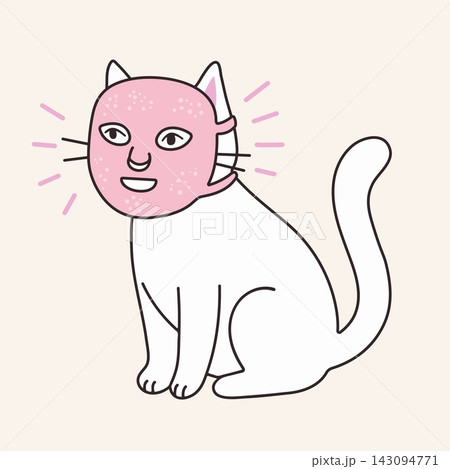 White cat in facial led mask. White cat in facial led mask. 143094771