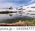 A picturesque view of the hotel and lake, located near the Dachnye hot springs at the foot of the Mutnovsky volcano in Kamchatka. Kamchatka Krai, Russia. 143094777