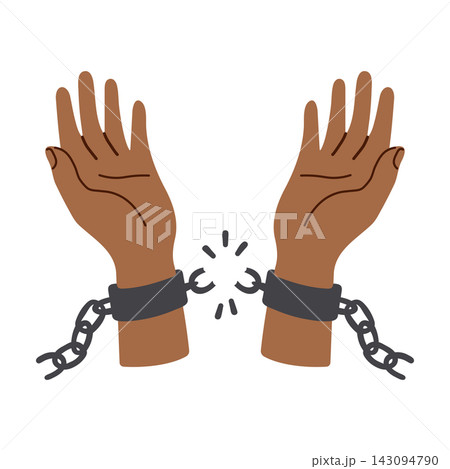 Hands breaking chains vector illustration. Symbol of freedom and liberation Hands breaking chains vector illustration. Symbol of freedom and liberation 143094790