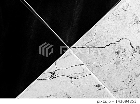 Black white diagonal line stripe ceramic tile abstract cracks pattern texture floor background structure backdrop flooring 143094853
