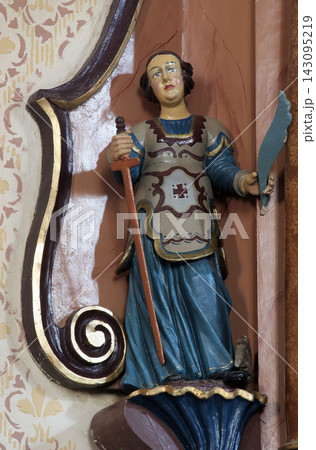 Saint Catherine of Alexandria statue on the altar in Parish Church of Saint Martin in Martinska Ves, Croatia Saint Catherine of Alexandria statue on the altar in Parish Church of Saint Martin in Martinska Ves, Croatia 143095219