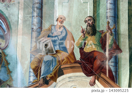 Fresco painting on the ceiling of the church 143095225