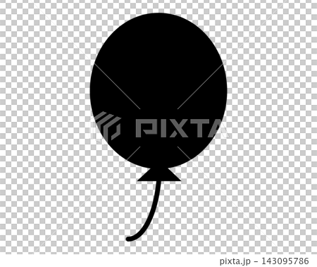 Black silhouette illustration of a balloon Black silhouette illustration of a balloon 143095786