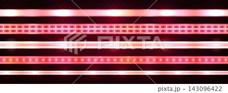 Realistic set of red LED strip lights 143096422