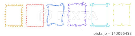 Thin crayon frames set with wavy borders 143096458