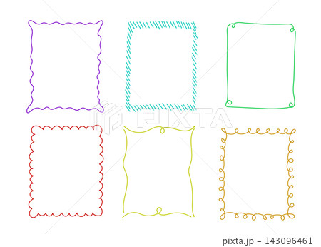Hand drawn rectangular frames, wavy line borders Hand drawn rectangular frames, wavy line borders 143096461