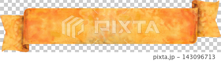Watercolor hand-drawn illustration. Light orange waving flag or banner Watercolor hand-drawn illustration. Light orange waving flag or banner 143096713