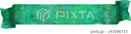 Watercolor emerald green ribbon. Hand-drawn illustration 143096715