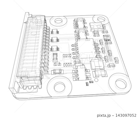 circuit board wireframe illustration. Vector circuit board wireframe illustration. Vector 143097052