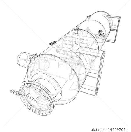 industrial pressure vessel wireframe. Vector industrial pressure vessel wireframe. Vector 143097054