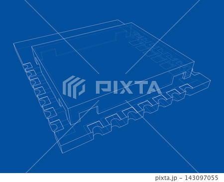 microchip wireframe illustration. Vector 143097055