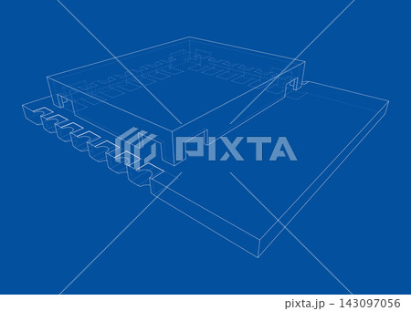 microchip blueprint illustration. Vector 143097056