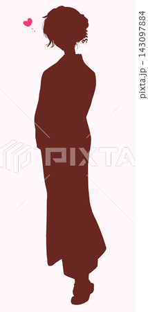 振り袖姿の女性 1人 全身 恋愛 シルエット 振り袖姿の女性 1人 全身 恋愛 シルエット 143097884