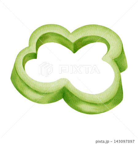 Watercolor illustration of green bell peppers. Hand drawn illustration of paprika in cross section isolated on white background. Ideal for harvest, farming, vegetable markets, grocery store themes Watercolor illustration of green bell peppers. Hand drawn illustration of paprika in cross section isolated on white background. Ideal for harvest, farming, vegetable markets, grocery store themes 143097897