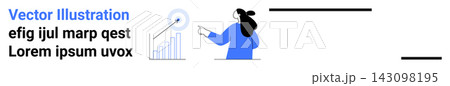 Data analysis, business development, progress tracking, strategic planning, marketing insights, financial growth. Woman pointing to a graph. Data analysis and business development concept 143098195
