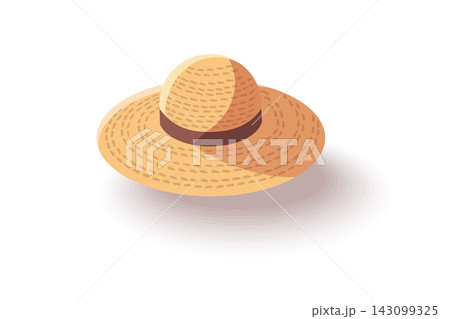 Straw Sun Hat Flat Vector Icon Isolated on White Background 143099325