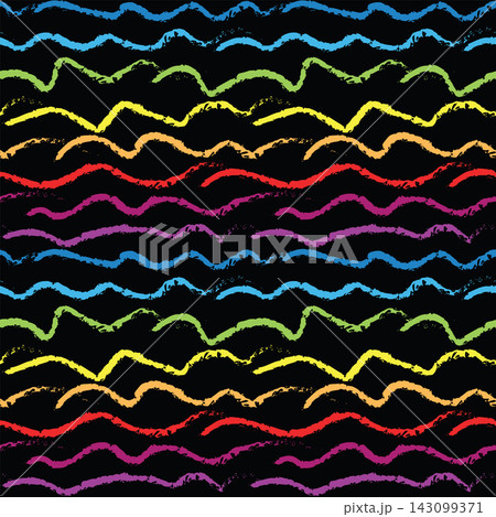 Colorful wavy paint brush strokes seamless vector illustration 143099371
