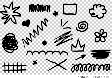 Set of hand-drawn doodle elements, abstract black sketches Set of hand-drawn doodle elements, abstract black sketches 143099476