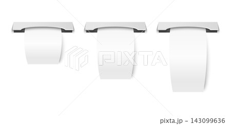 Receipt Paper Vector Illustration. Cash Register Receipt Slip Set. Blank Thermal Receipt Paper Isolated for POS Terminal, ATM, Payment, Purchase, Billing, Invoice, Checkout, Retail Design 143099636