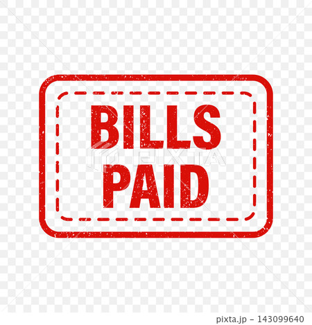 Bills Paid Stamp Icon, Vector Illustration. Red Bills Paid Rubber Stamp with Dashed Border. Bills Paid Payment Confirmation Sign for Invoice, Receipt, Accounting, Finance, Paid Status Record Bills Paid Stamp Icon, Vector Illustration. Red Bills Paid Rubber Stamp with Dashed Border. Bills Paid Payment Confirmation Sign for Invoice, Receipt, Accounting, Finance, Paid Status Record 143099640