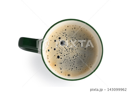 Overhead View of a Coffee Mug with Handle on the Left Overhead View of a Coffee Mug with Handle on the Left 143099962