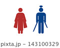 宮本武蔵とお通の和風トイレマーク　男女の案内表示 143100329