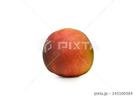 Commercial stock photo of a single fresh whole ripe peach on a white background 143100384