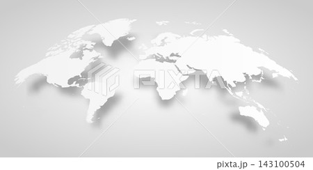 This is a convex map of the world displayed on a light background. The continents are shown in white with some shadowing. The map does not include any labels or names. White map on grey background This is a convex map of the world displayed on a light background. The continents are shown in white with some shadowing. The map does not include any labels or names. White map on grey background 143100504
