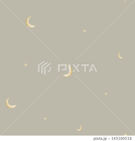Crescent moon seamless watercolor pattern on beige background. Minimal celestial repeat for nursery textiles, fabric, baby room wallpaper and wrapping paper. Childish design for bed linen. Crescent moon seamless watercolor pattern on beige background. Minimal celestial repeat for nursery textiles, fabric, baby room wallpaper and wrapping paper. Childish design for bed linen. 143100518