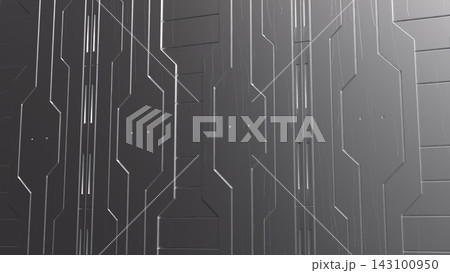 Futuristic Gray Science Fiction Wall Panel Texture 3d render. 143100950