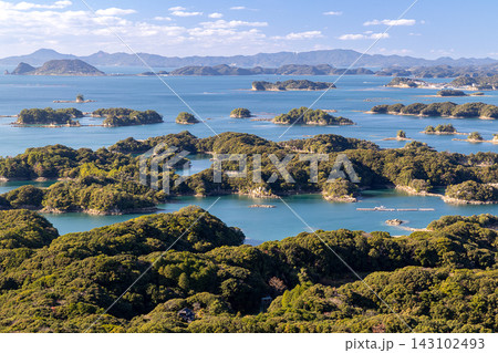 長崎県佐世保市　展海峰展望台から望む九十九島の絶景 143102493