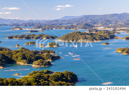 長崎県佐世保市　展海峰展望台から望む九十九島の絶景 143102494