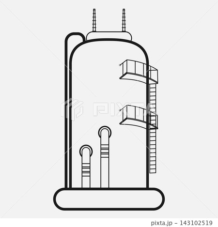 Industrial oil storage tank outline icon isolated on white background 143102519