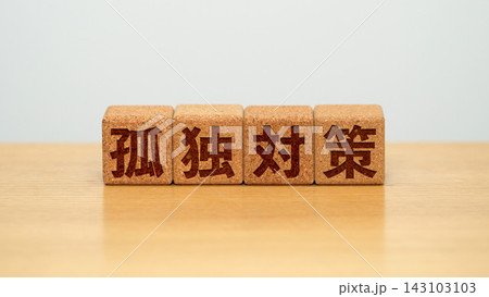 孤独対策と書かれた木製ブロック 143103103
