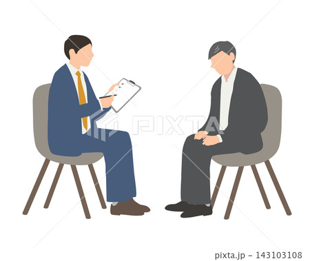 相談員に悩みを相談する中高年男性のイラスト 143103108