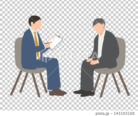 相談員に悩みを相談する中高年男性のイラスト 143103108