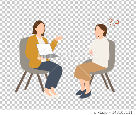 圖解：一位女士正在向諮商師諮詢她的問題。 143103111